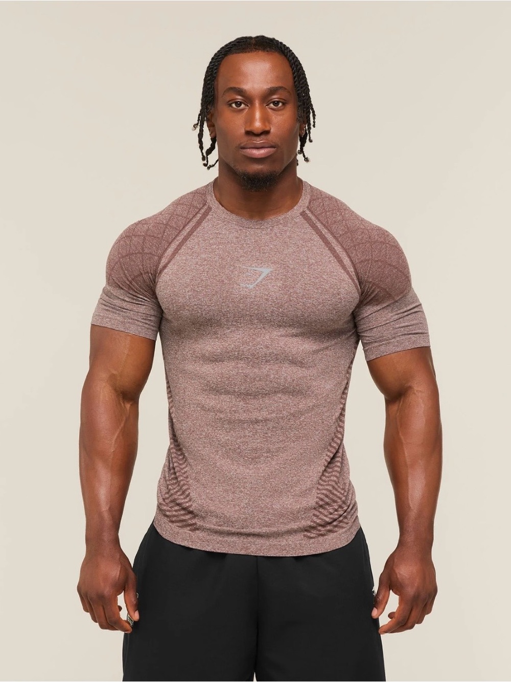 Gymshark Devant Seamless Brown Men's Crew Neck Slim Fit T-Shirt